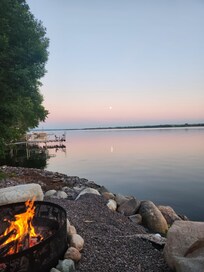 Fire on our first night.  The lake was so calm.