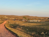 Rolling hills surrounding the cabin