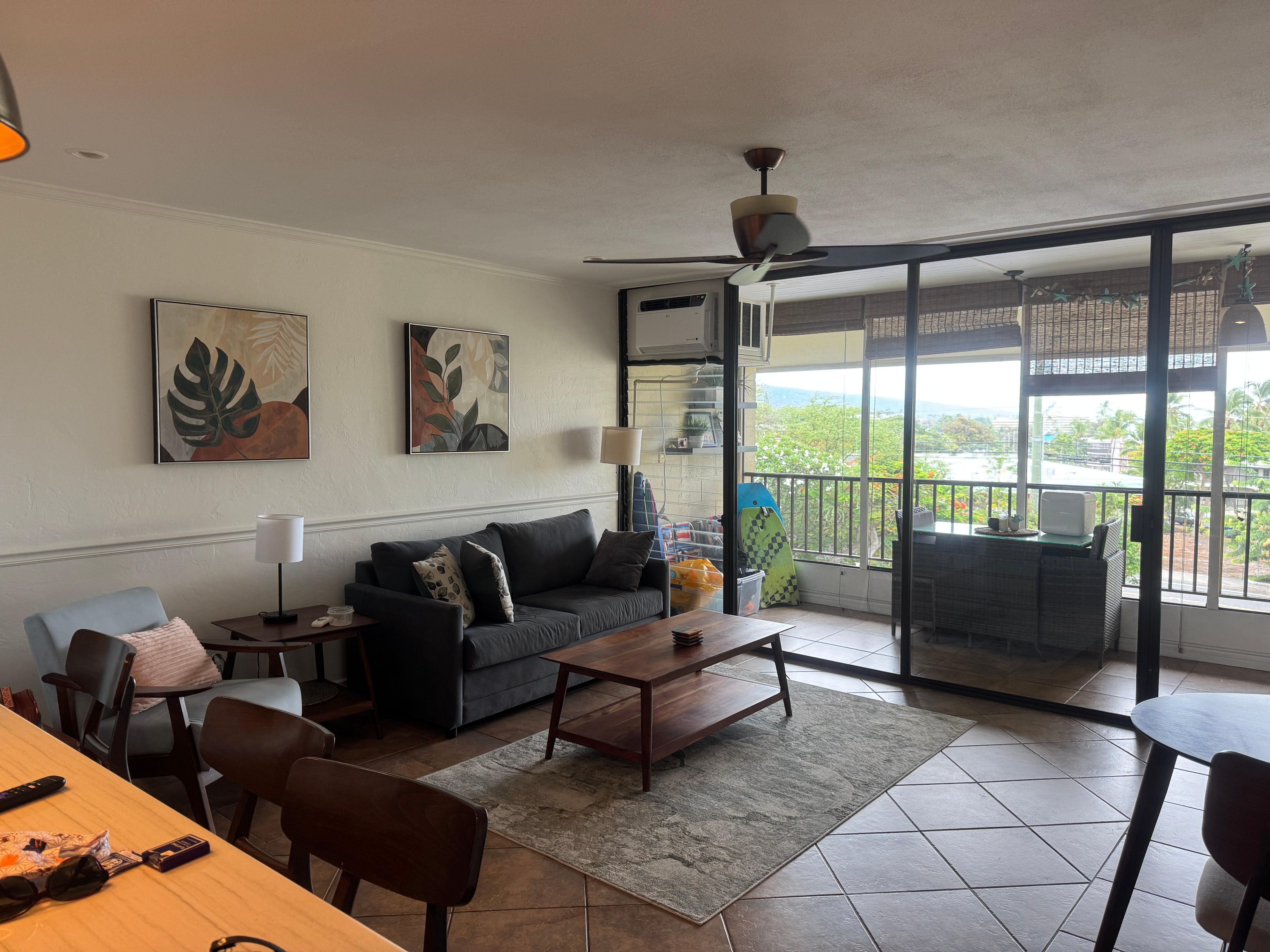 Living Room and view of the balcony.