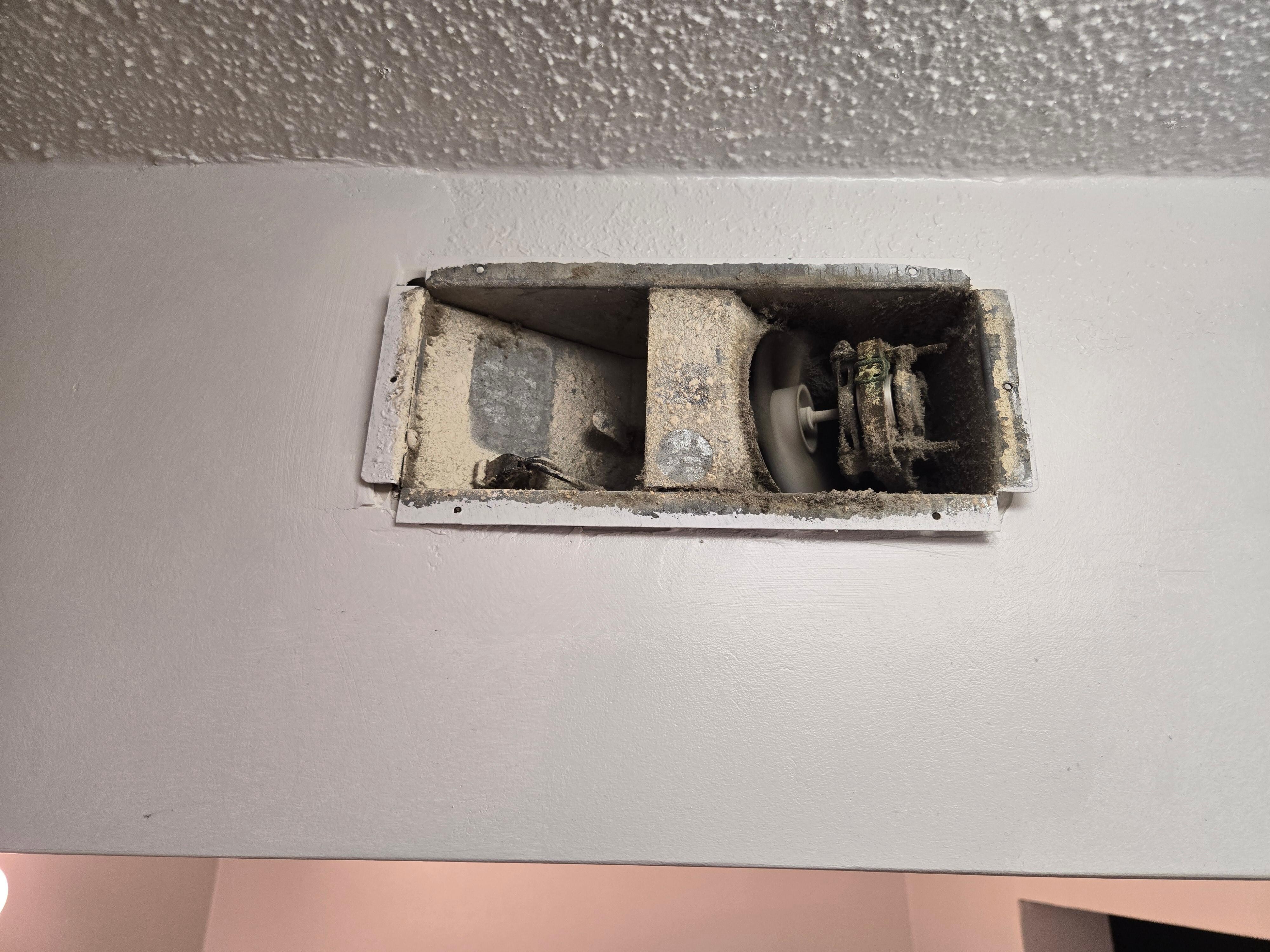 Bathroom exhaust missing grate-moved zero air