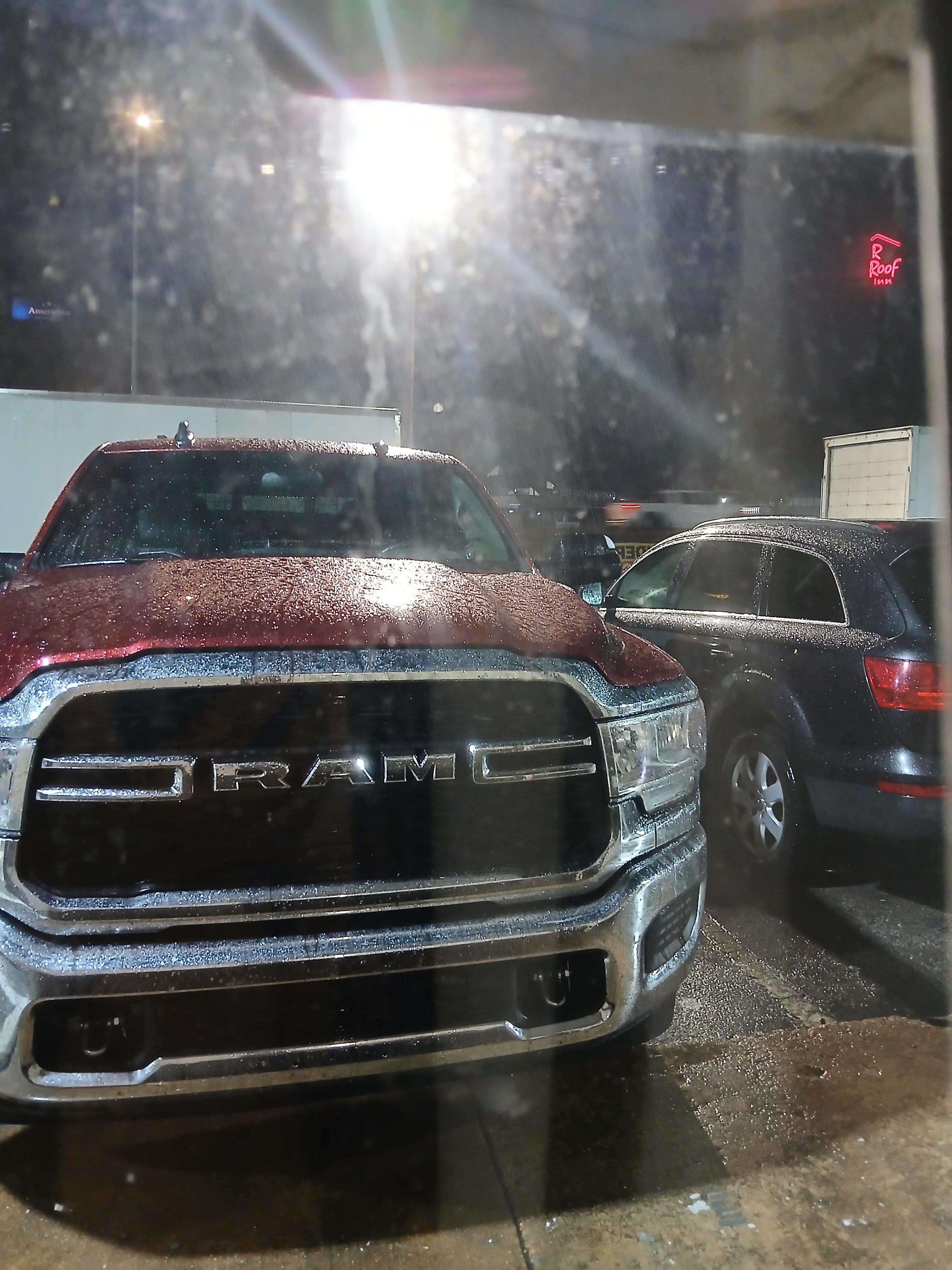 Well lit parking lot