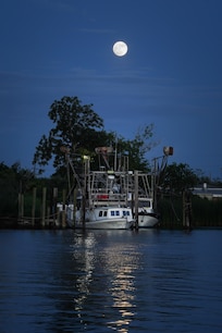Fishing boat across the dock from the property.