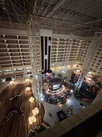 Hotel lounge seating, bar