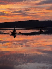 Sunset kayaking on the lake.