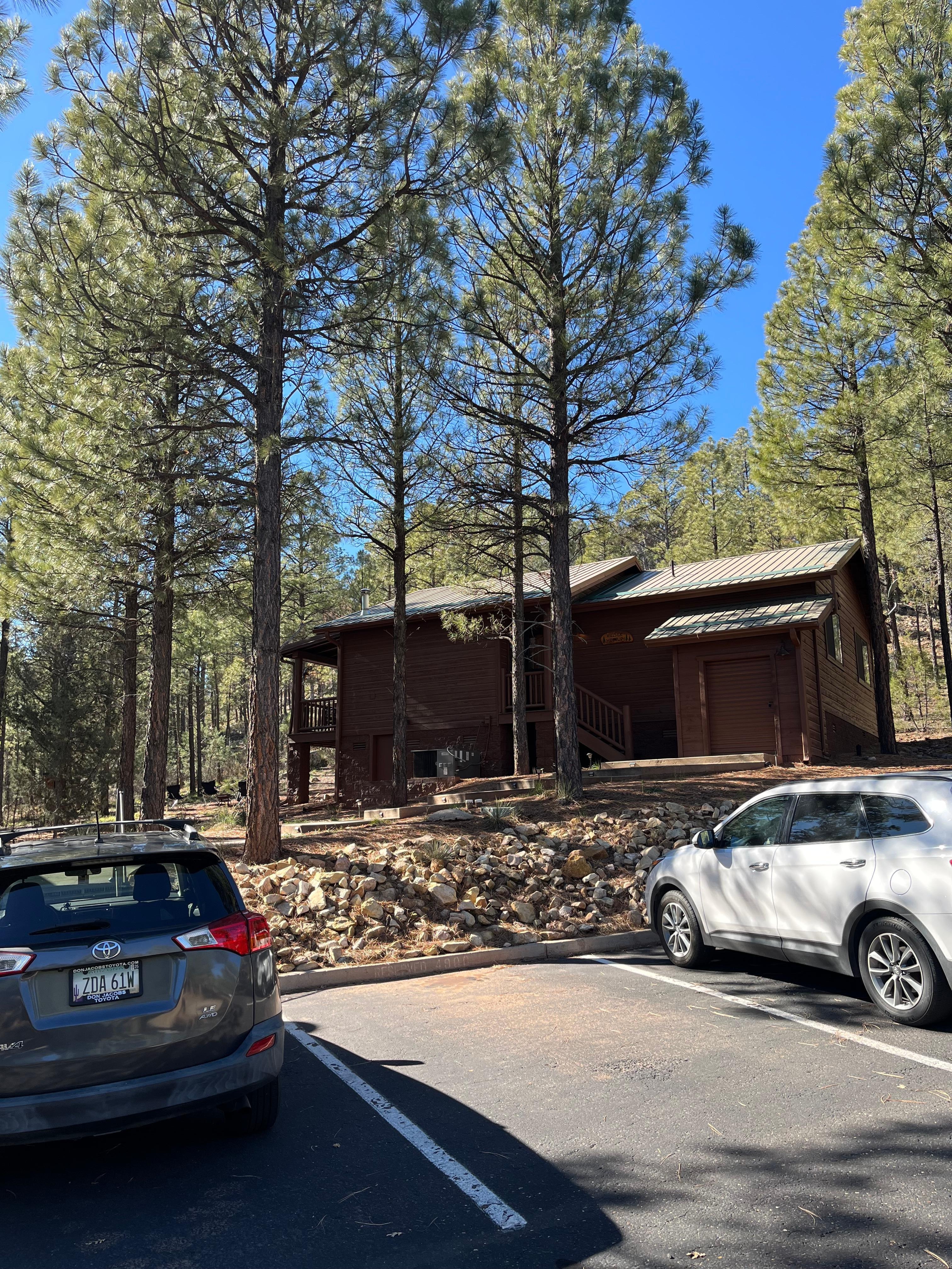 Cabin view from the parking lot 