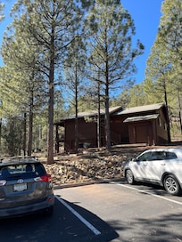 Cabin view from the parking lot