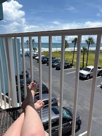View from our balcony which was a “street view” but could still see the ocean so it was nice.