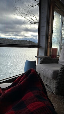 Enjoying the screened porch
