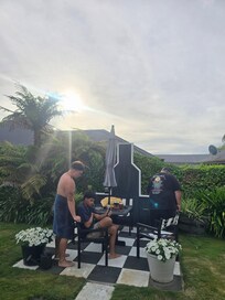 We were aloud to use our coal bbq from home and had a nice court yard to use.