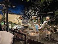 The Mylos Mill restaurant across the street. Try the pilaf!