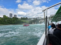 Enjoying a boat ride at the Rhine Falls