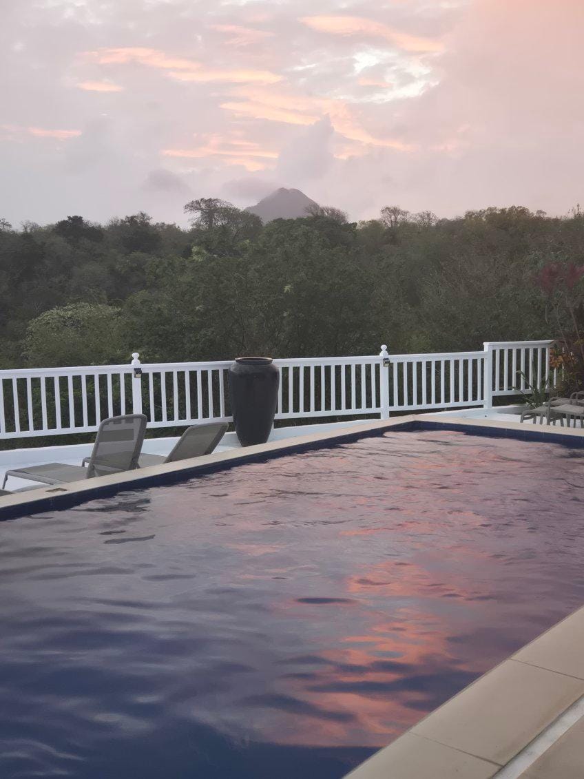 View of the Gros Piton from the pool/back of the villa