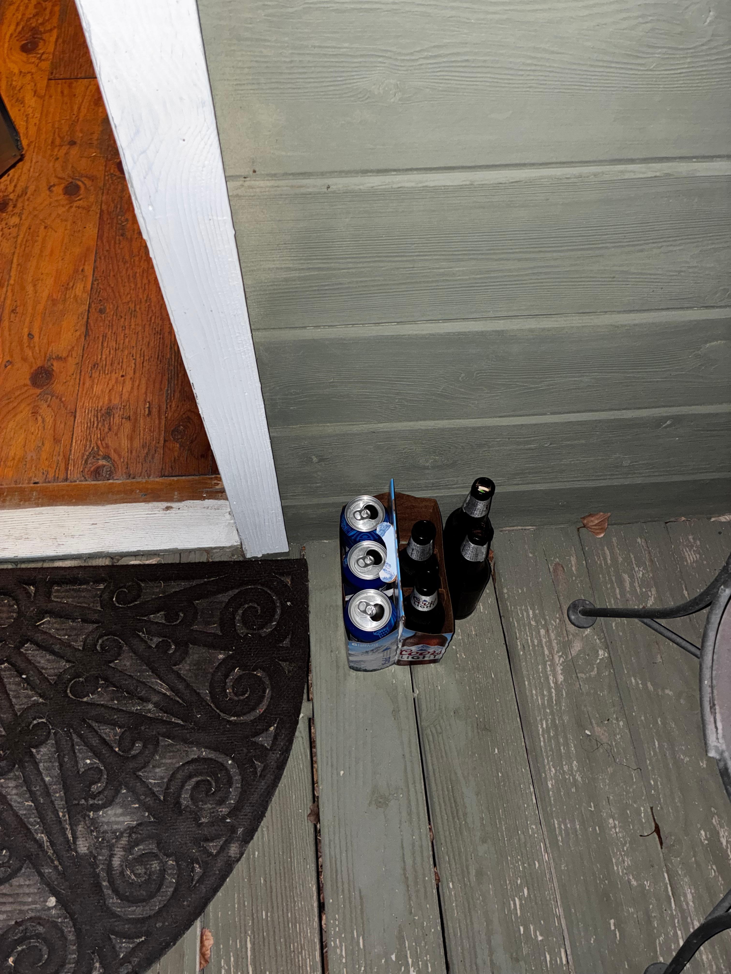 Empties on porch