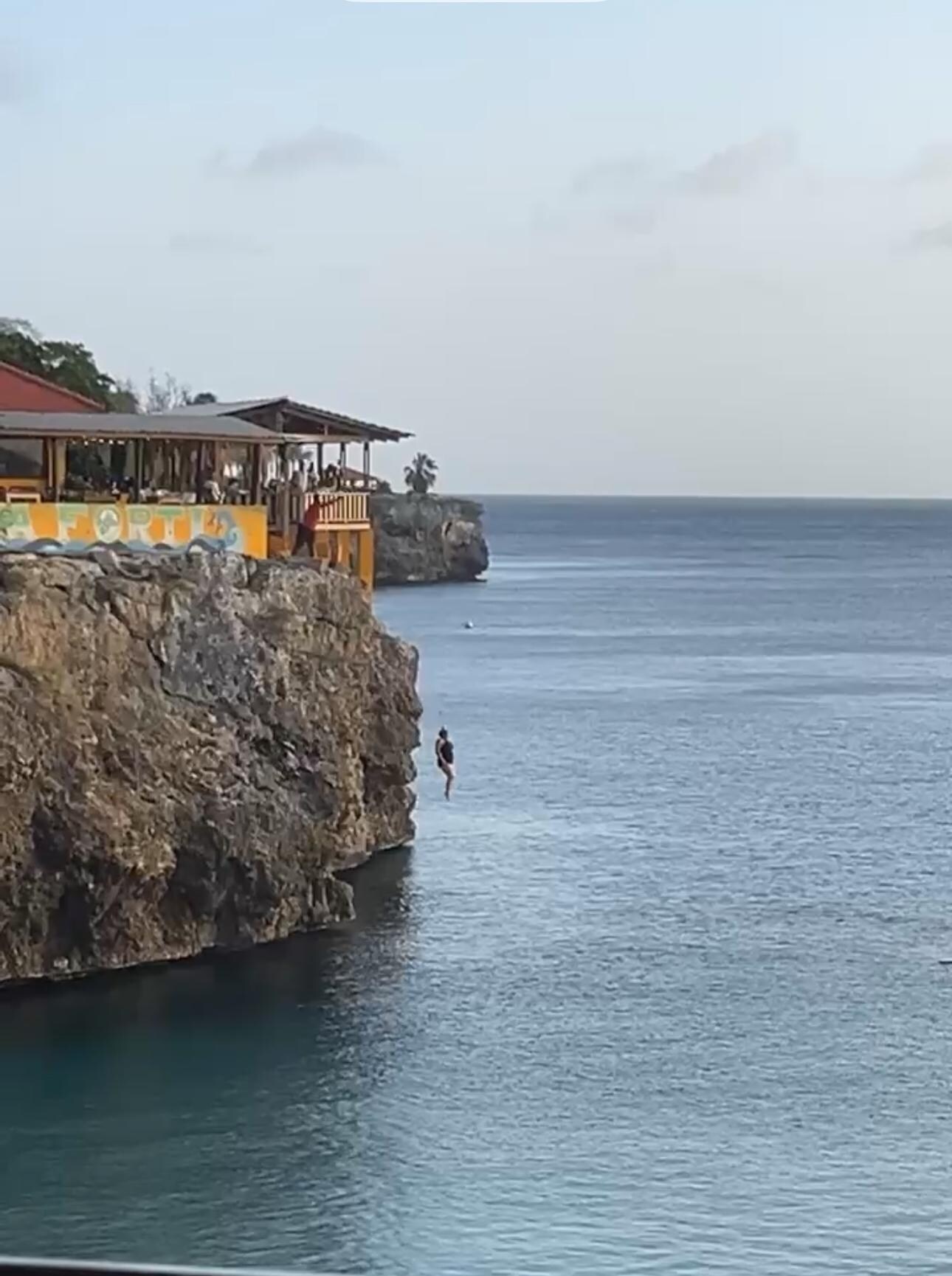 Playa Forti 40 ft jump. Watched from Blue View Sunset Terrace restaurant