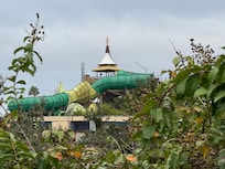 Slide inside of Volcano Bay. Taken from my room.
