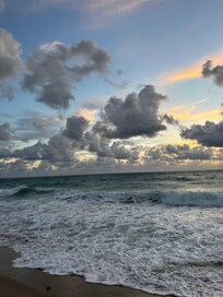The gorgeous sunrise on the clean beach. We had the entire beach to ourselves at 8 AM on a Sunday