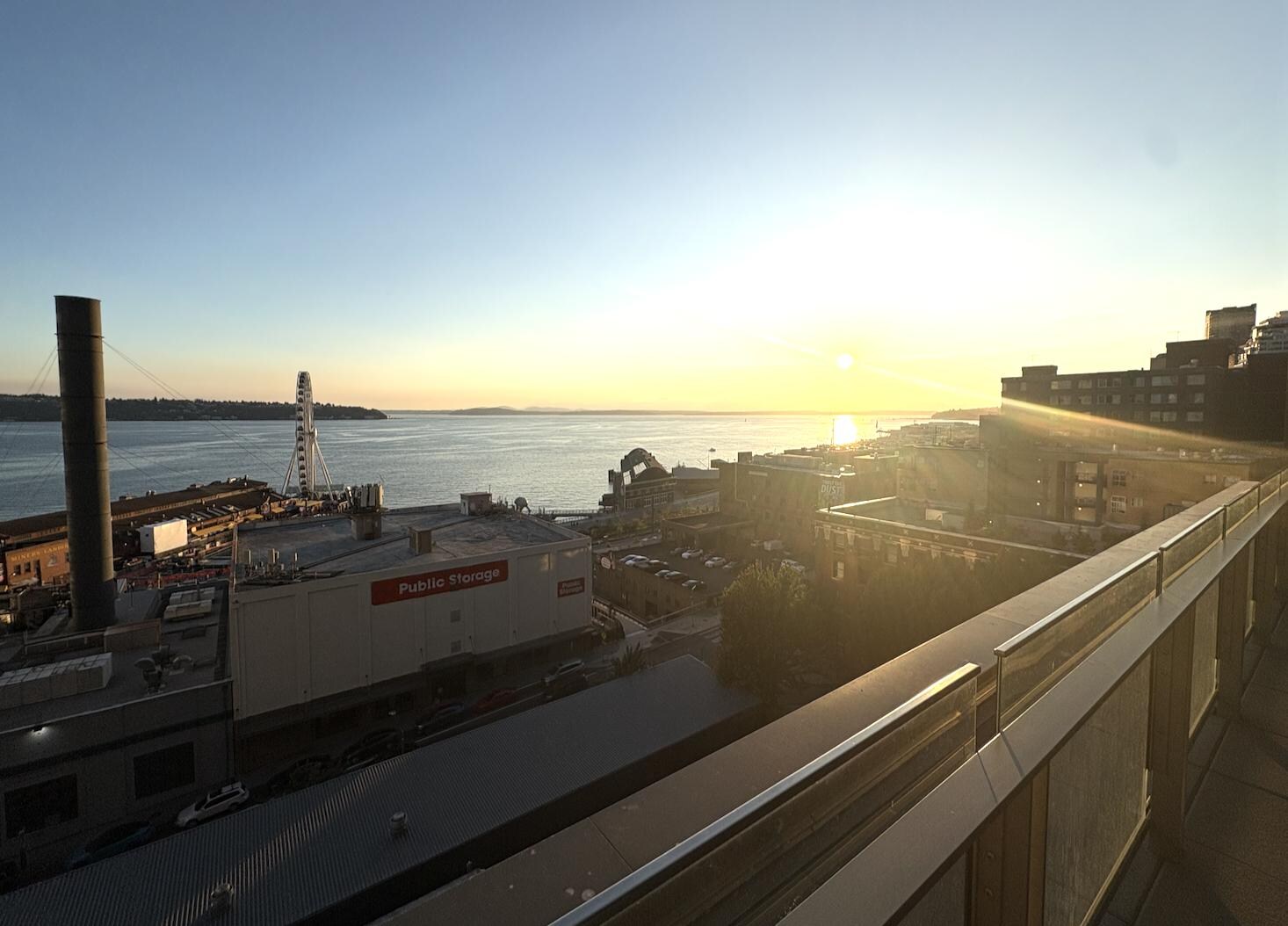 View from the hotel pool at sunset. 