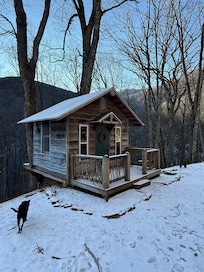 Our puppy checking out the bunkhouse