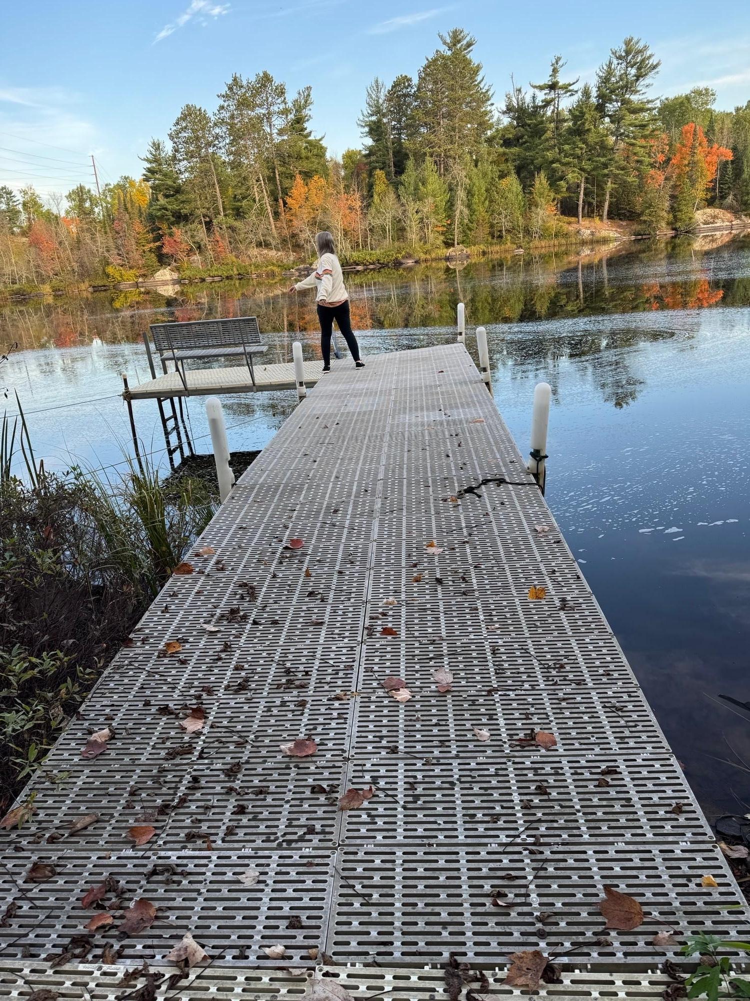 Stretching on the dock