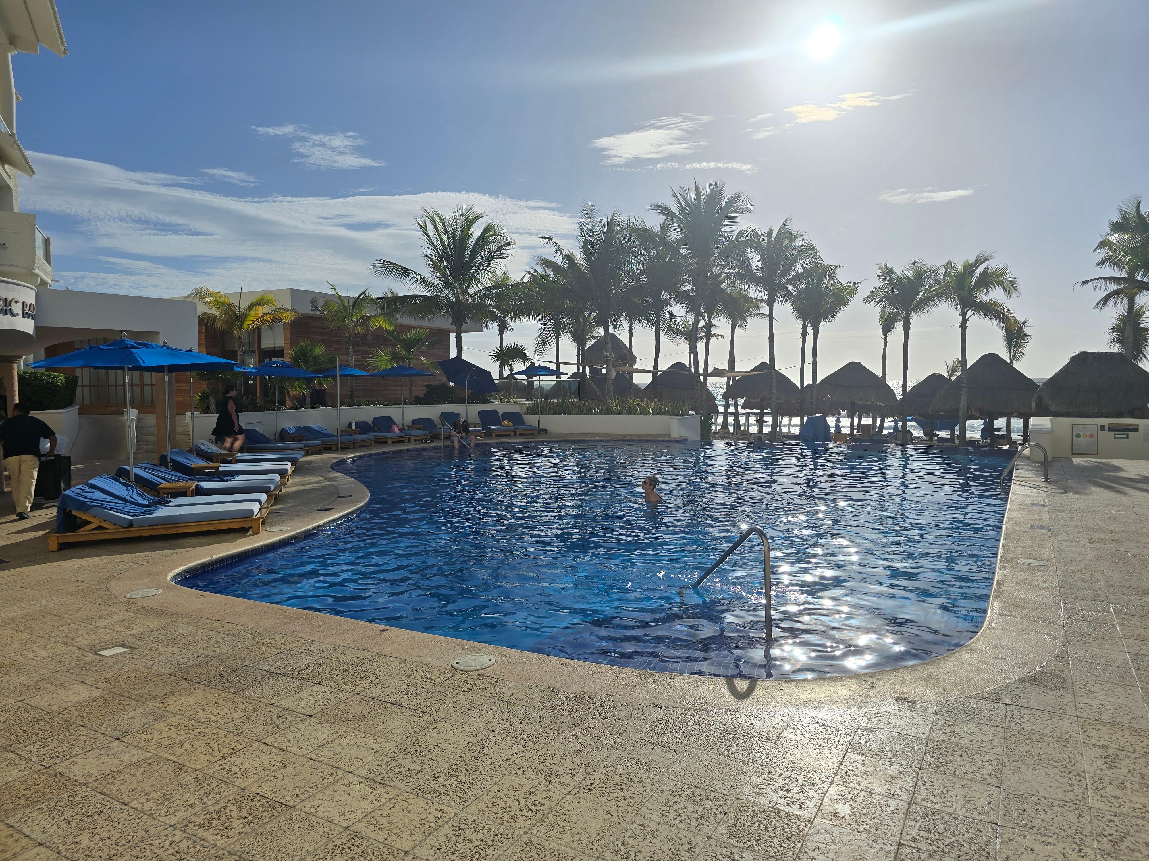Pool with beach beyond