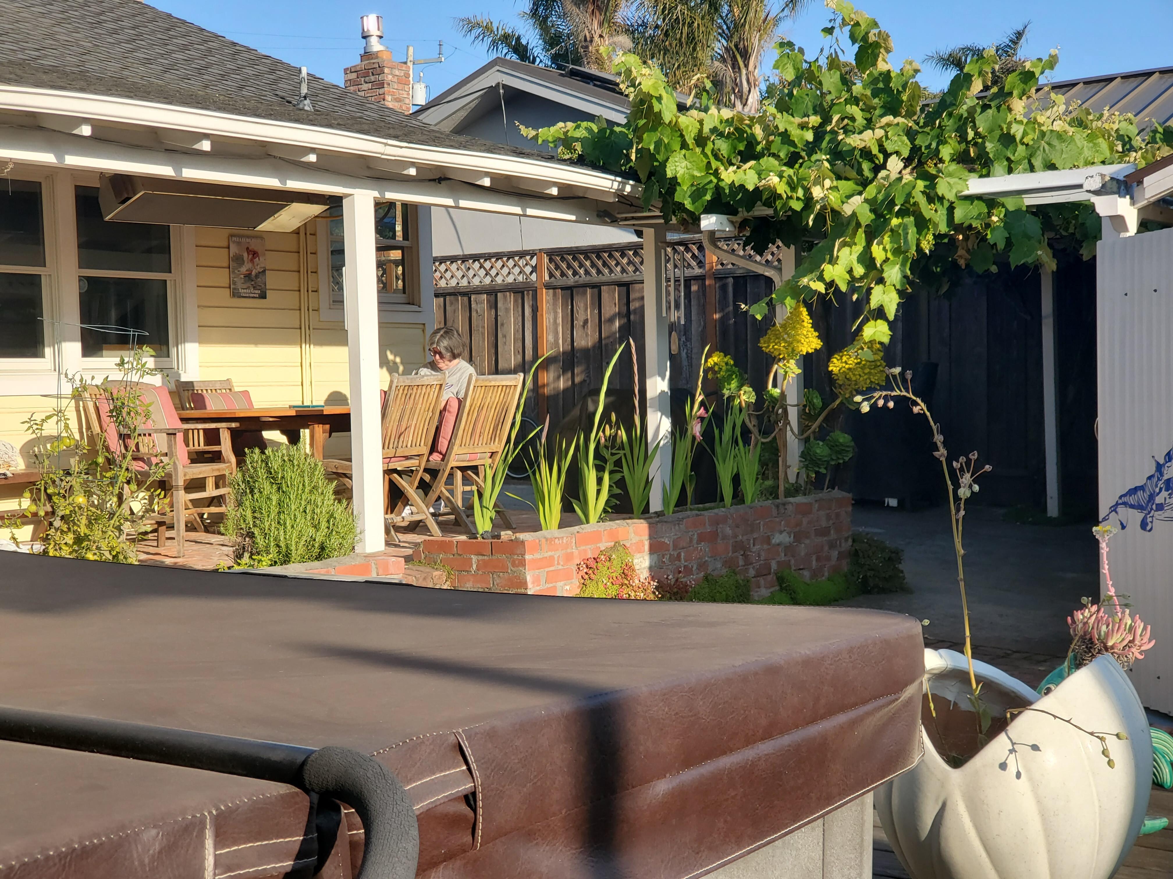Relaxing at the rear dining area