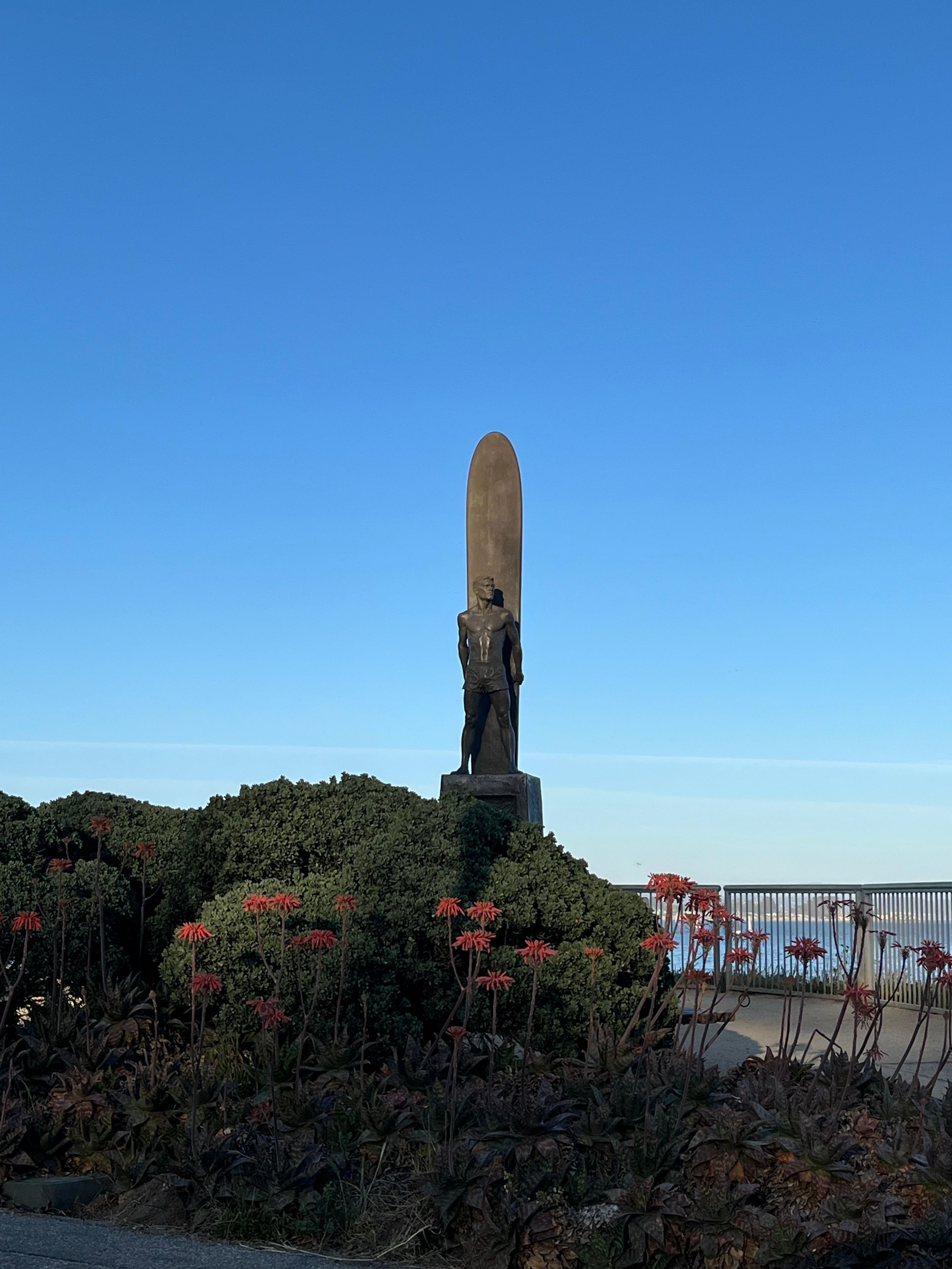 Statue near lighthouse, short drive from hotel