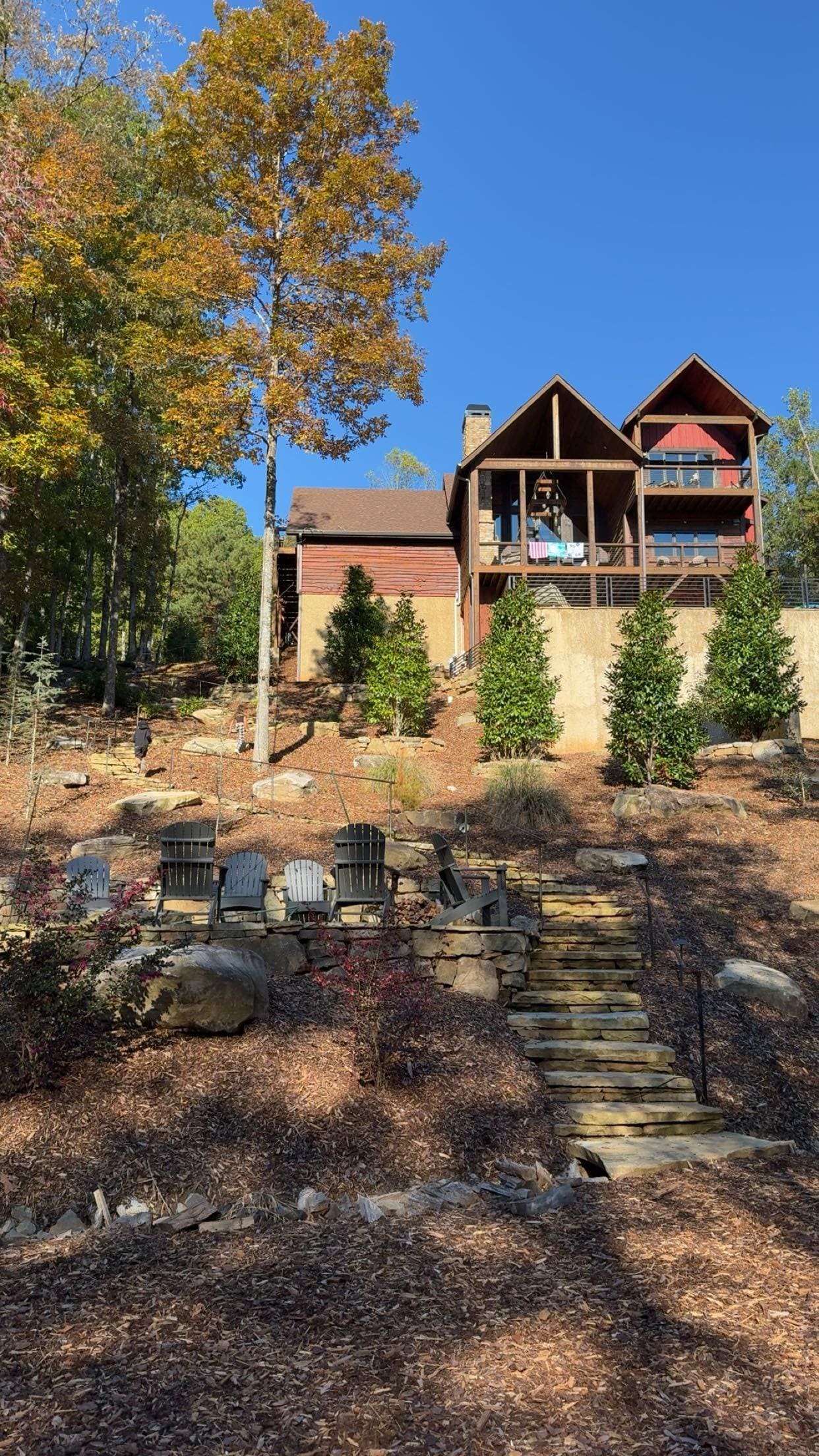 Broken lights down to creek.  Got 8 solar lights that didn't even light up the path half way.  