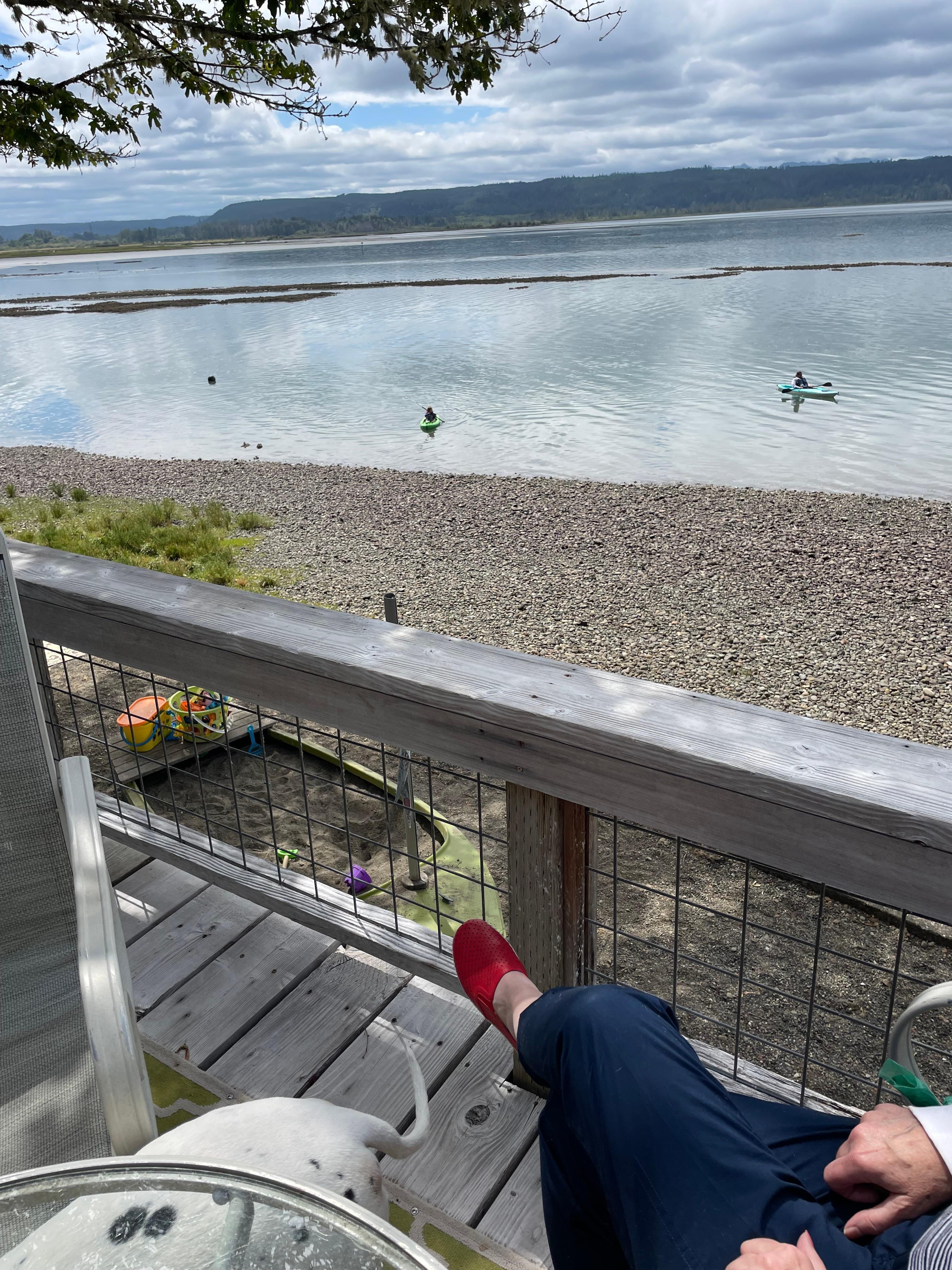 Family  kayaking before the tide comes in ..