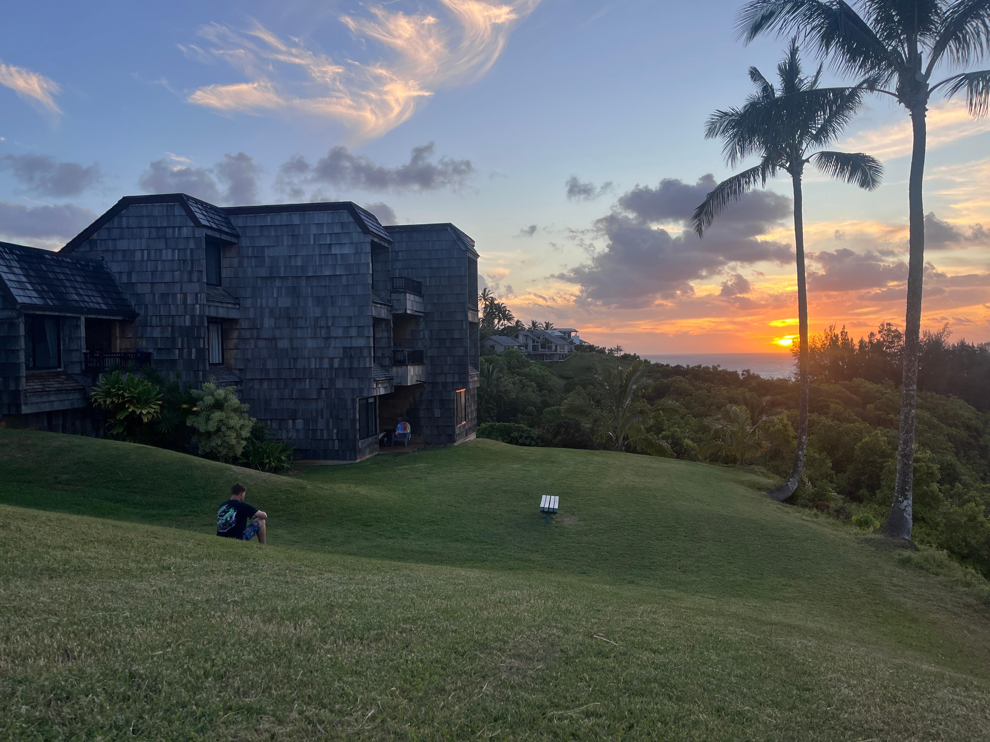 Sun set on the hill right outside the condo.