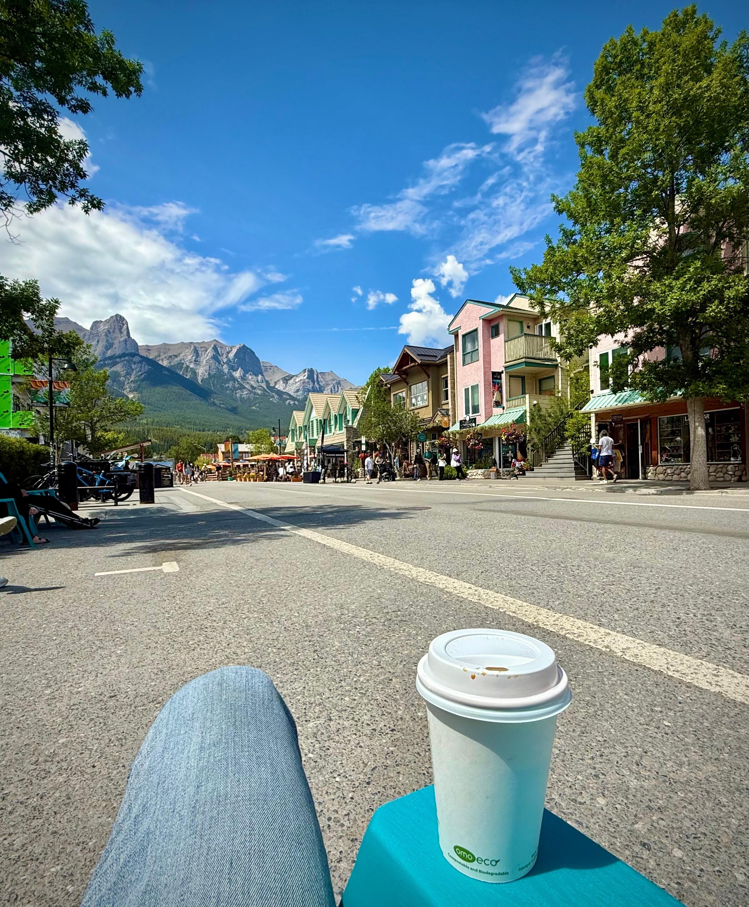Enjoying a coffee one street over from the condo. 