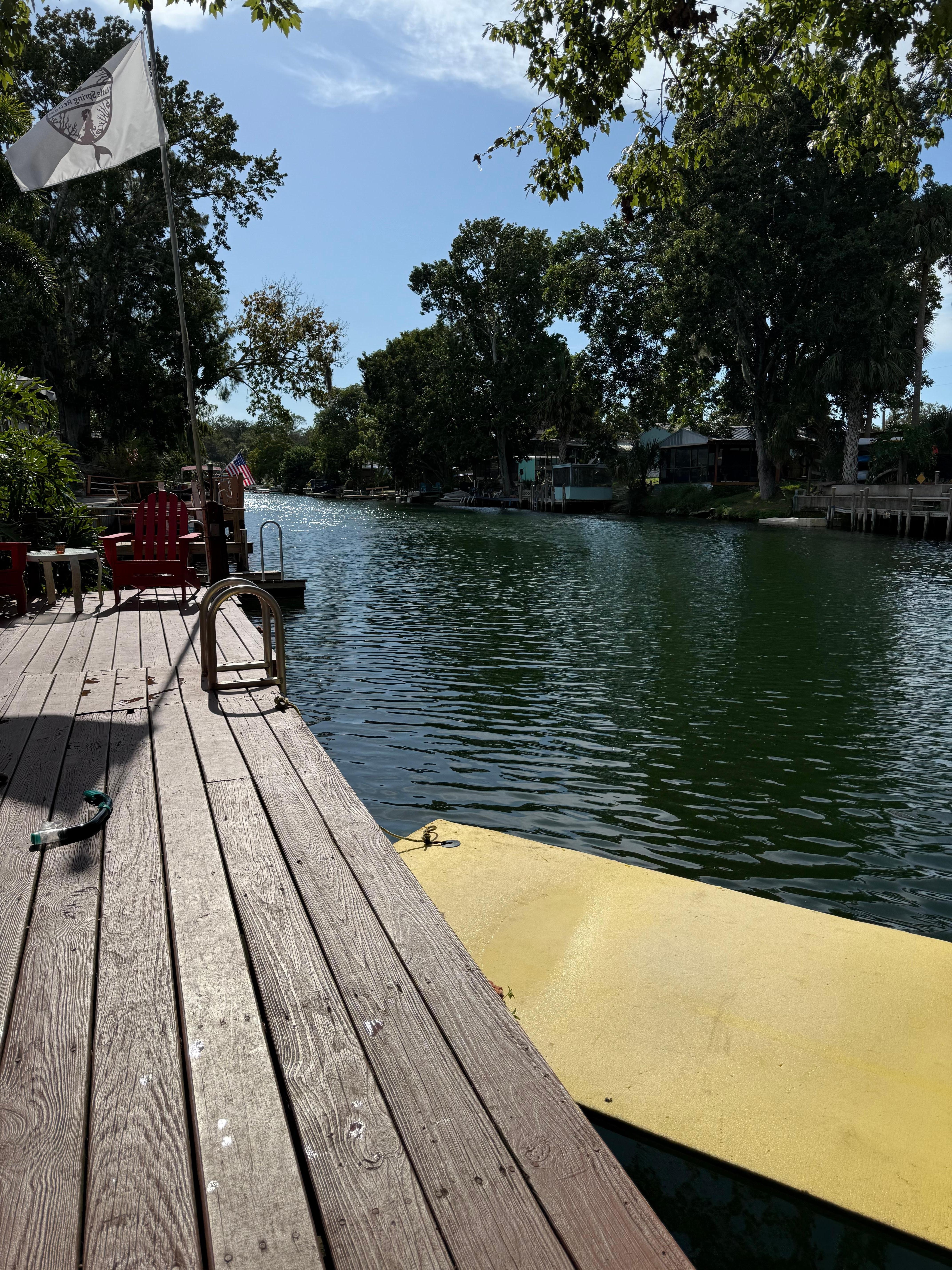 Daytime view of dock and floating mat
