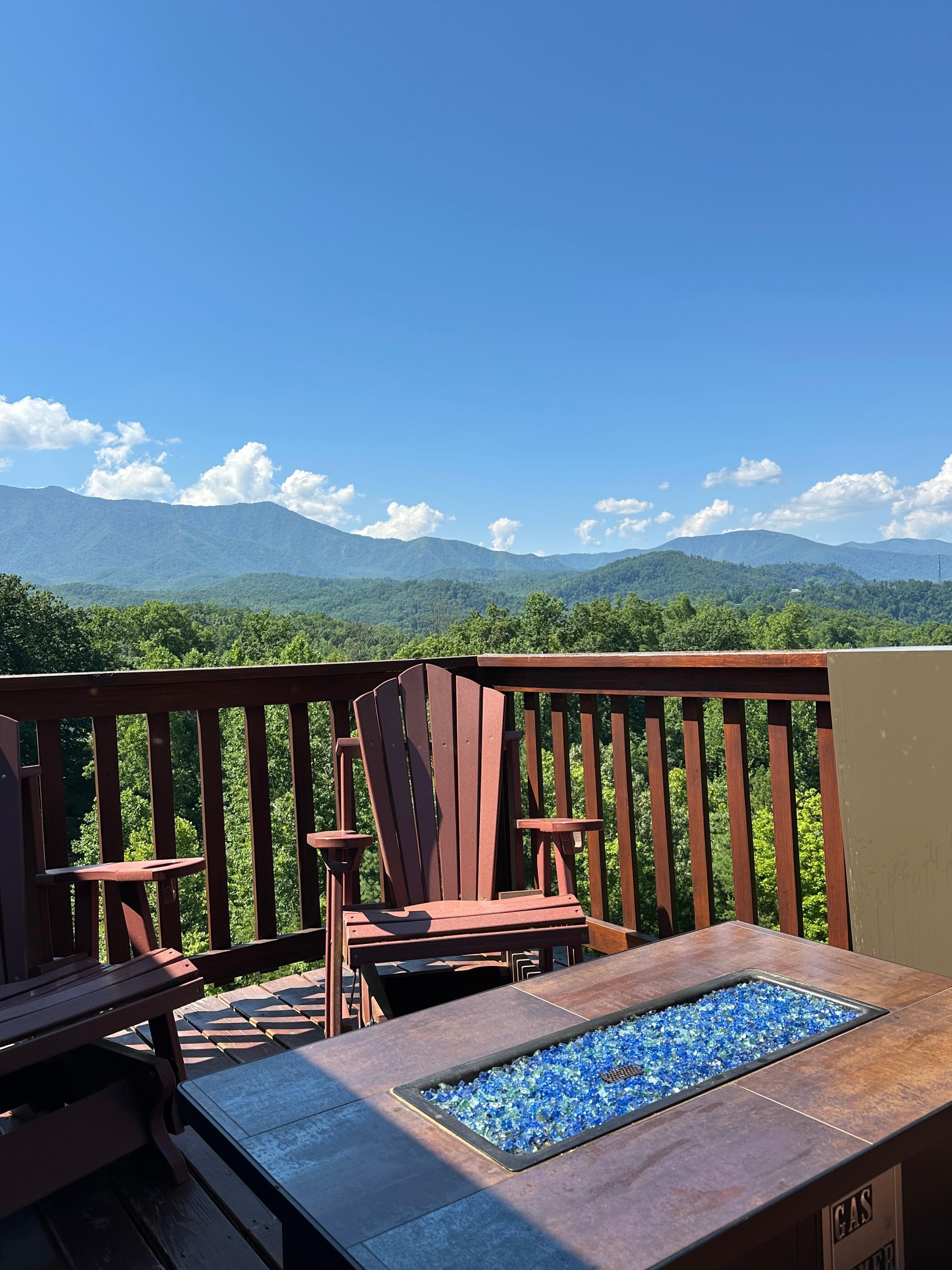 Beautiful view from the deck with the fire pit. 