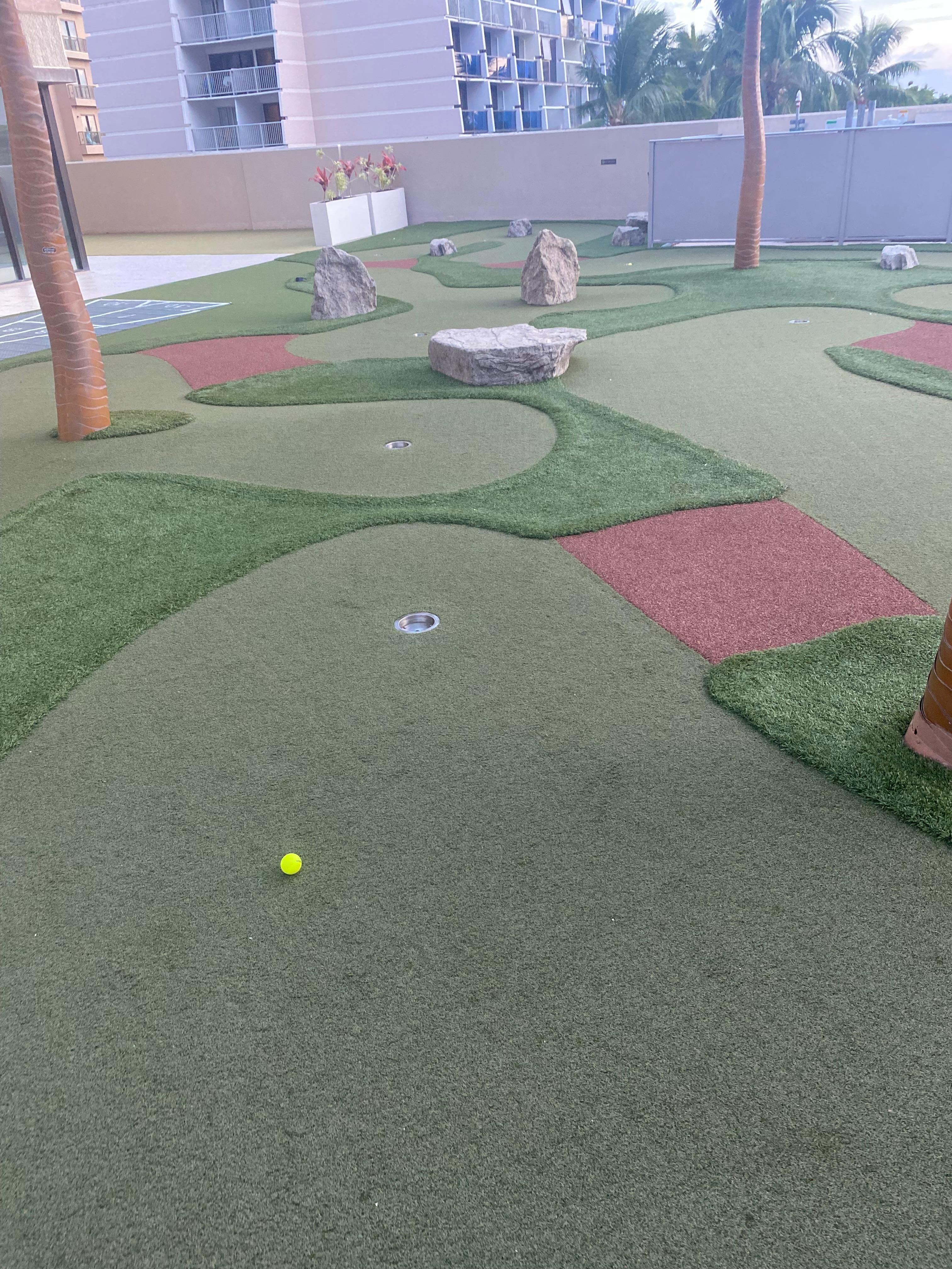 Mini golf upstairs on the sky deck 