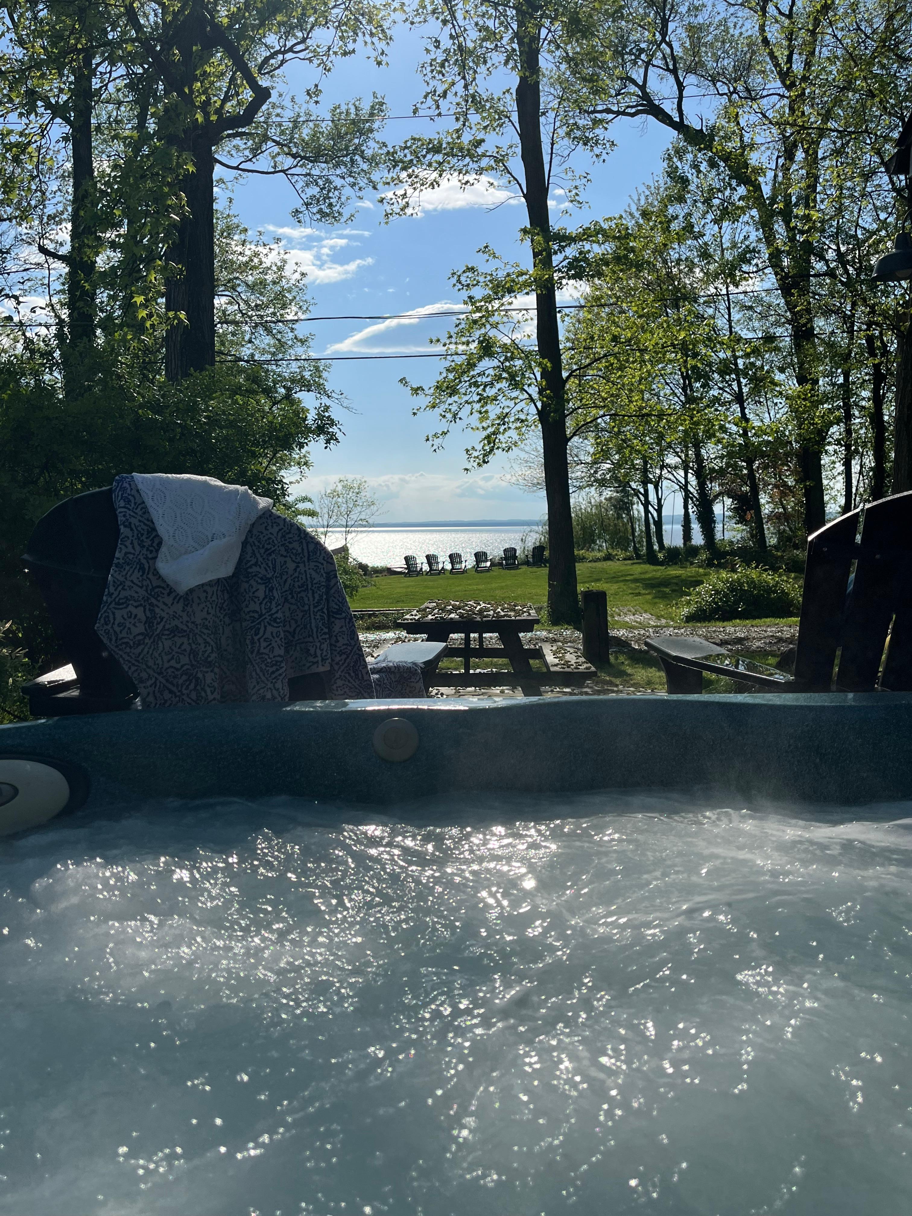 View of the water from the hot tub