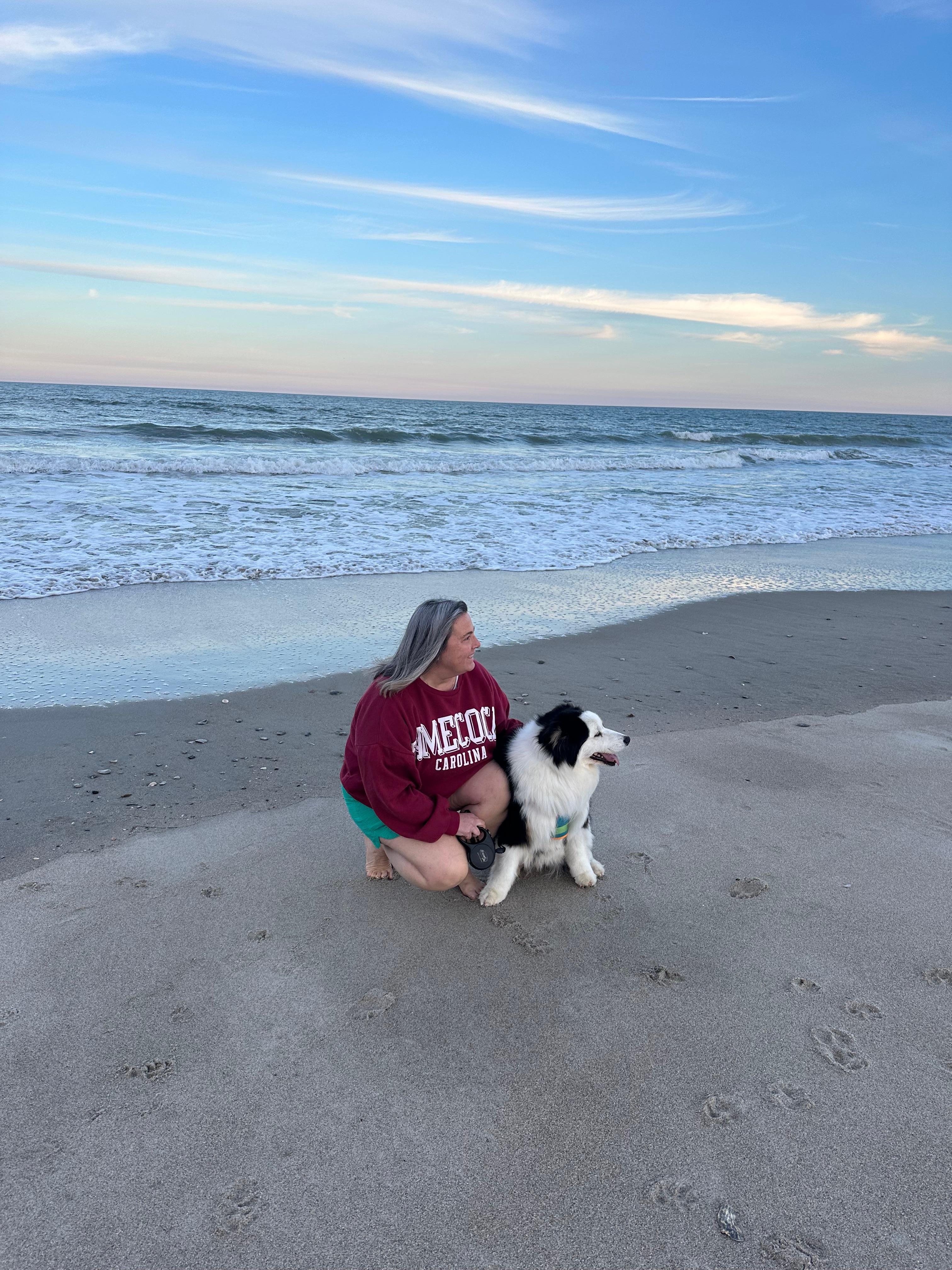 Margeaux on her fist beach walk. 