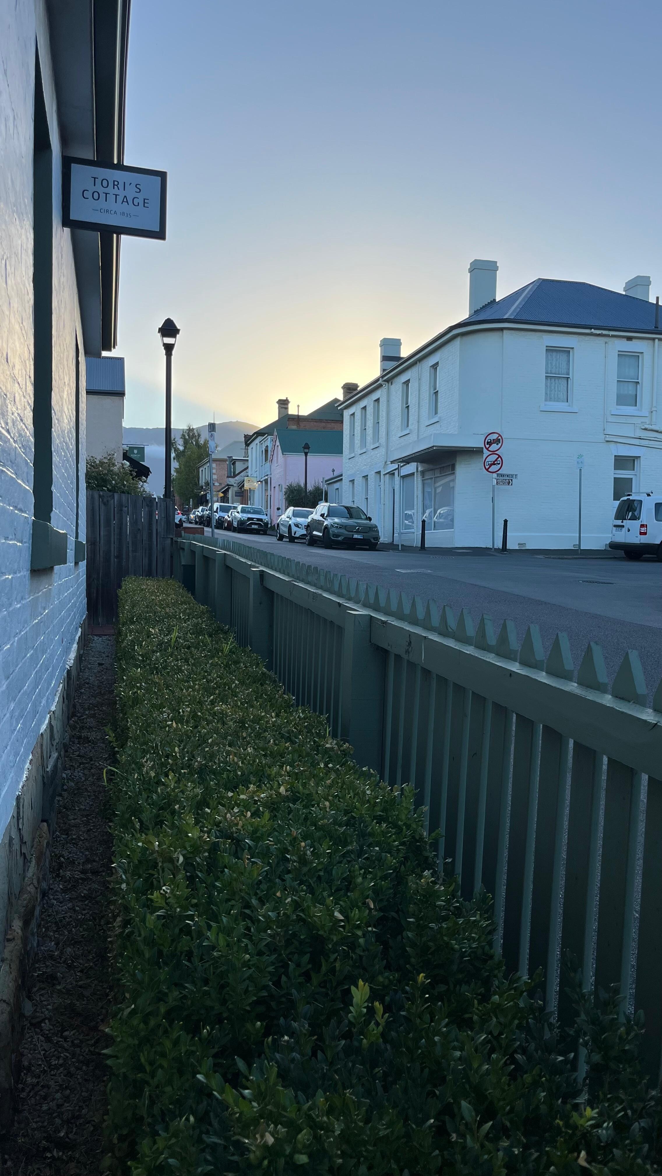 Front of Tori’s Cottage looking towards Mt Wellington direction.
