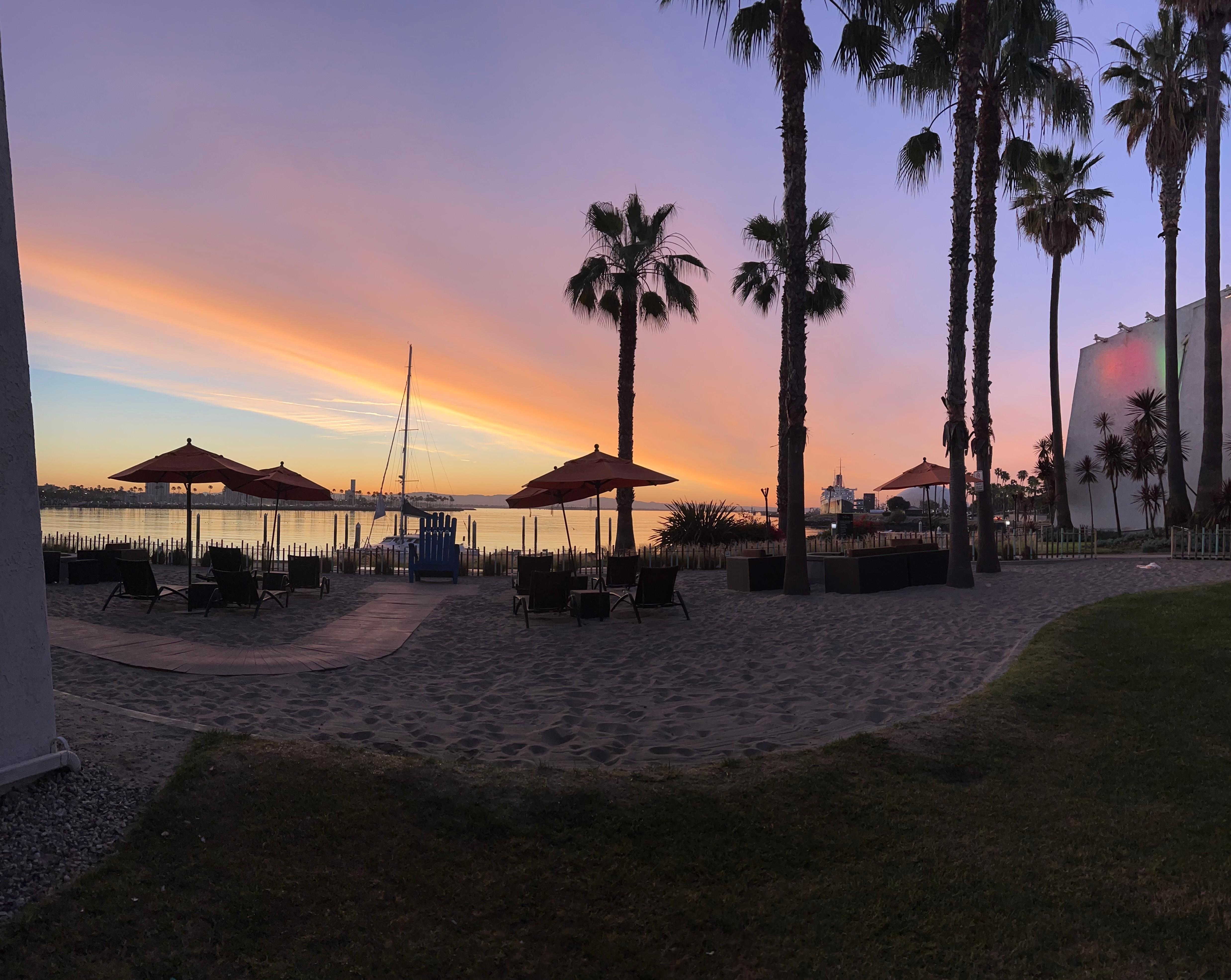 Nice little sandy beach right next to the marina walkway.