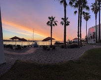 Nice little sandy beach right next to the marina walkway.