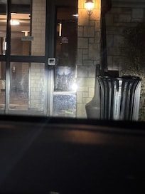 Window smudges next to doorway