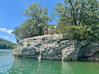 Jumping off the rocks