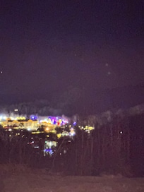 View of Helen at night from cabin