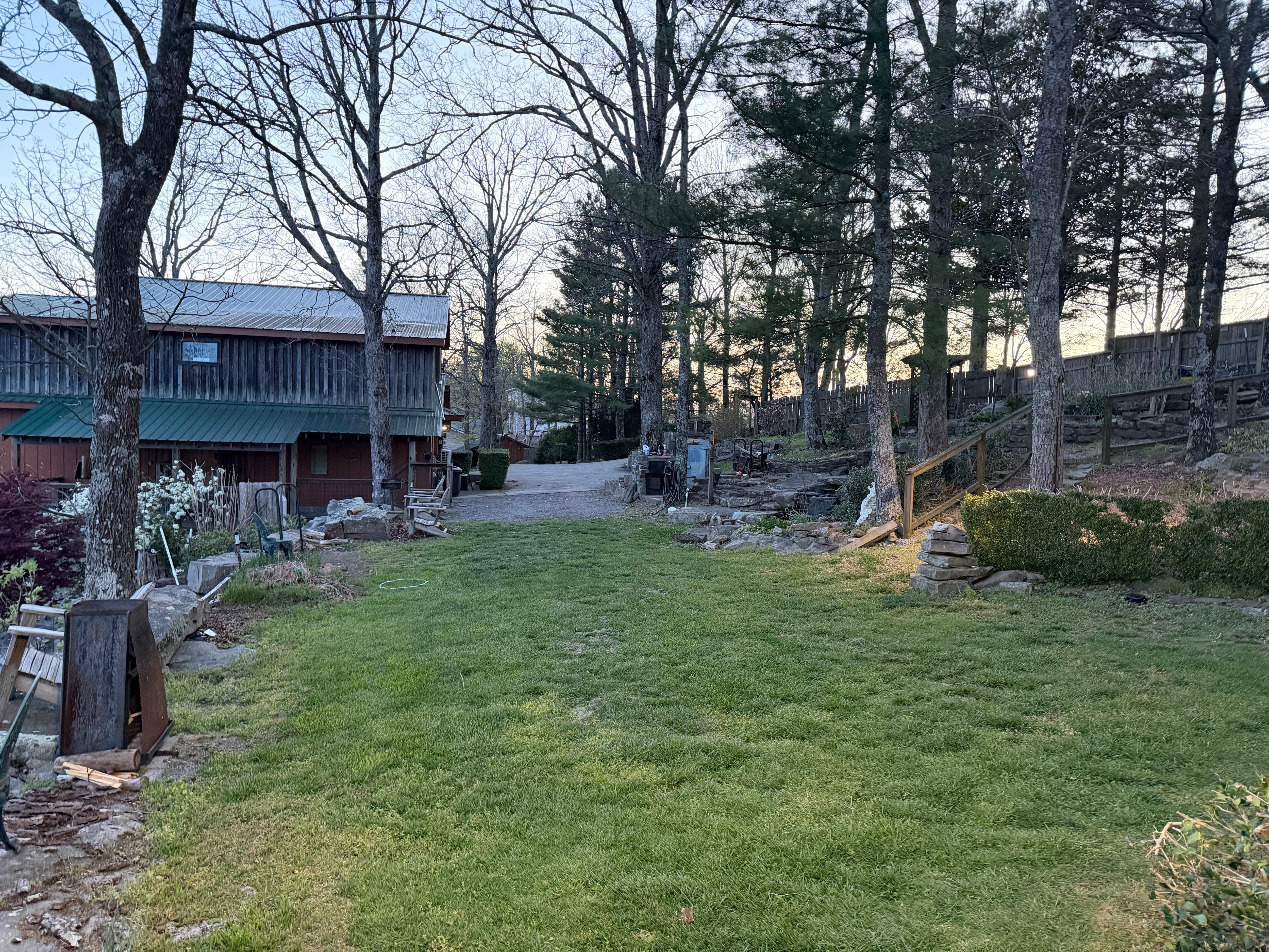 This is the area to the right of your staying area facing the neighbor.