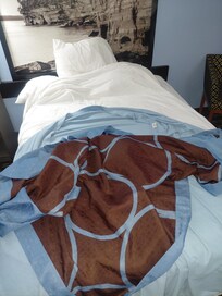 Showing all bedding materials are on bed and room left conditions! Do not stay here!