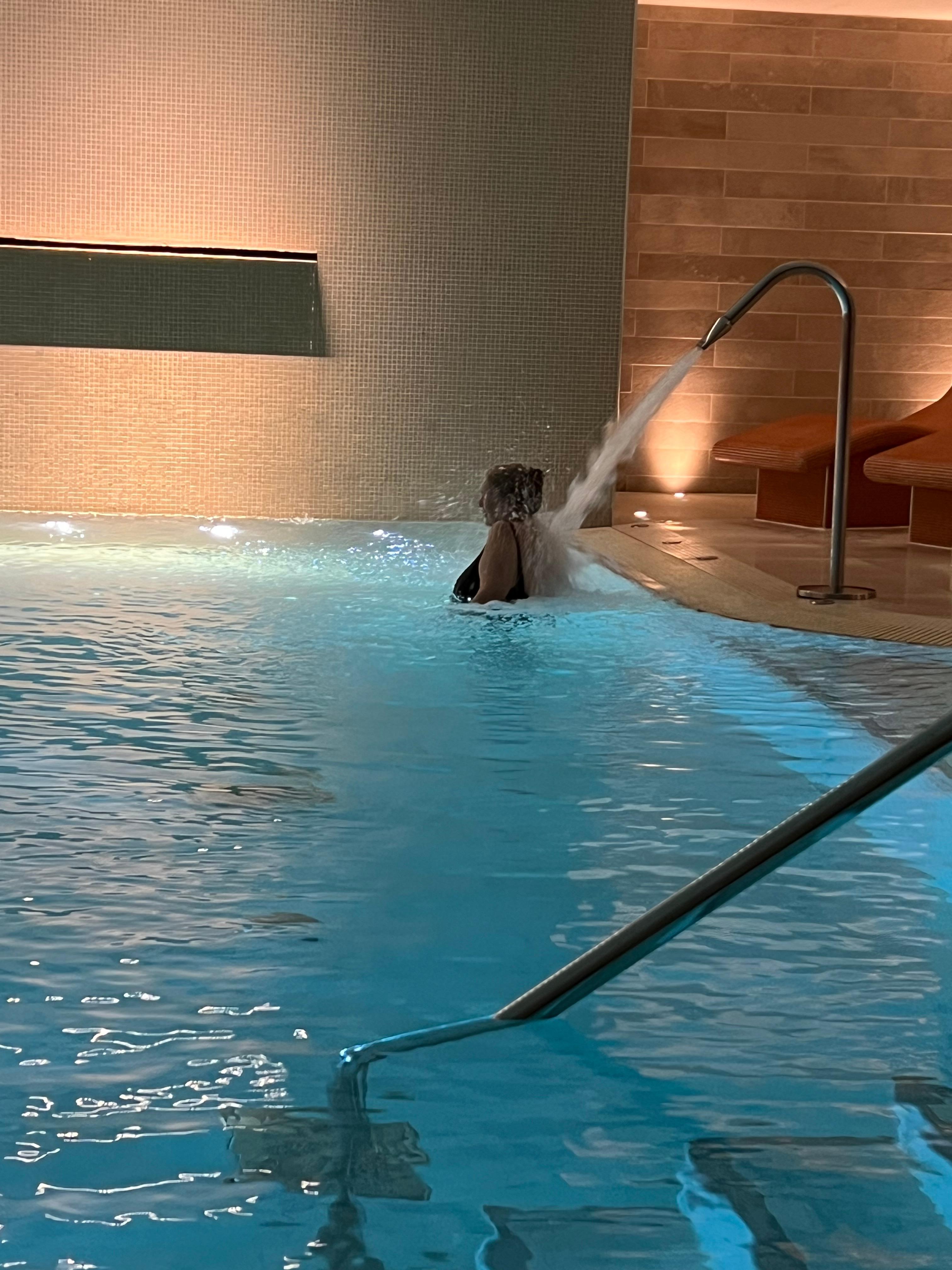 My husband loved the brisk shower in the middle of the pool.
