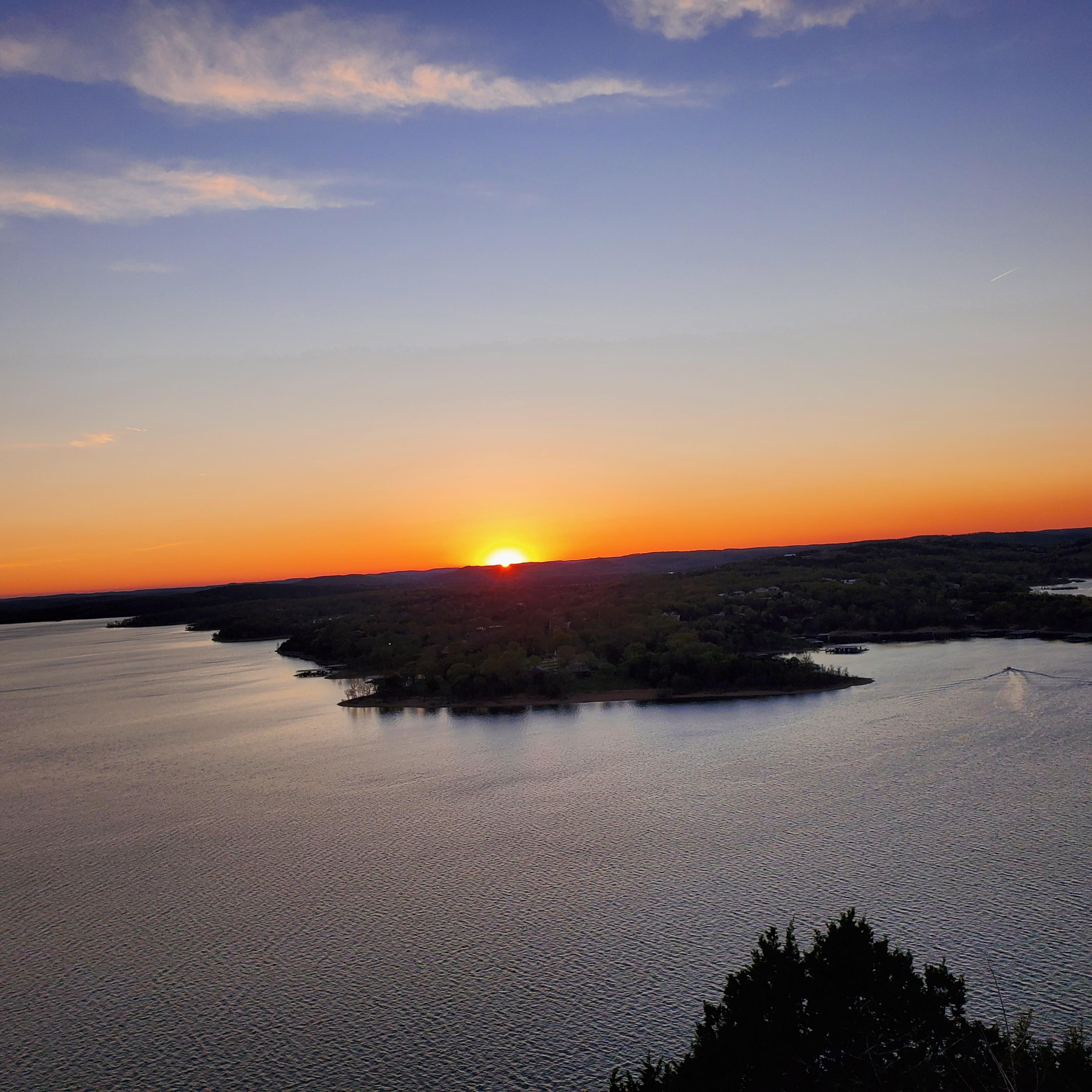 Nightly sunsets off the deck over the lake.