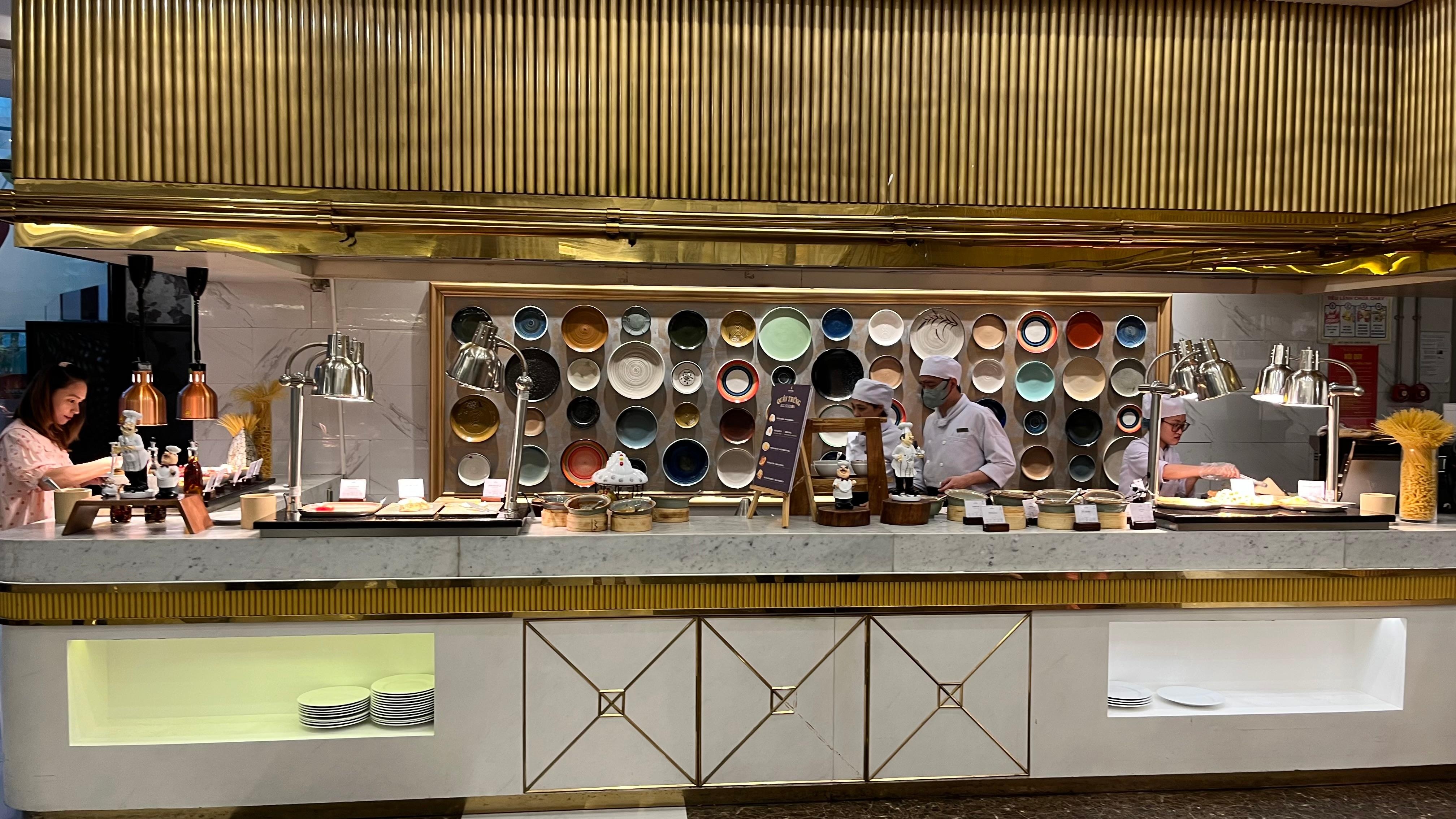 The egg station at the breakfast buffet.