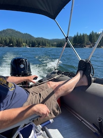 Nearby marina was just ten minutes a way to put in our little raft boat to putt around in.