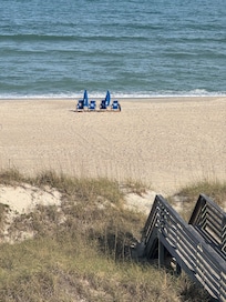 Beach set up by Tony’s. There were plenty of low beach chairs at the house to use. We just opted for taller ones.