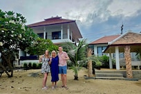 In front of the property.
