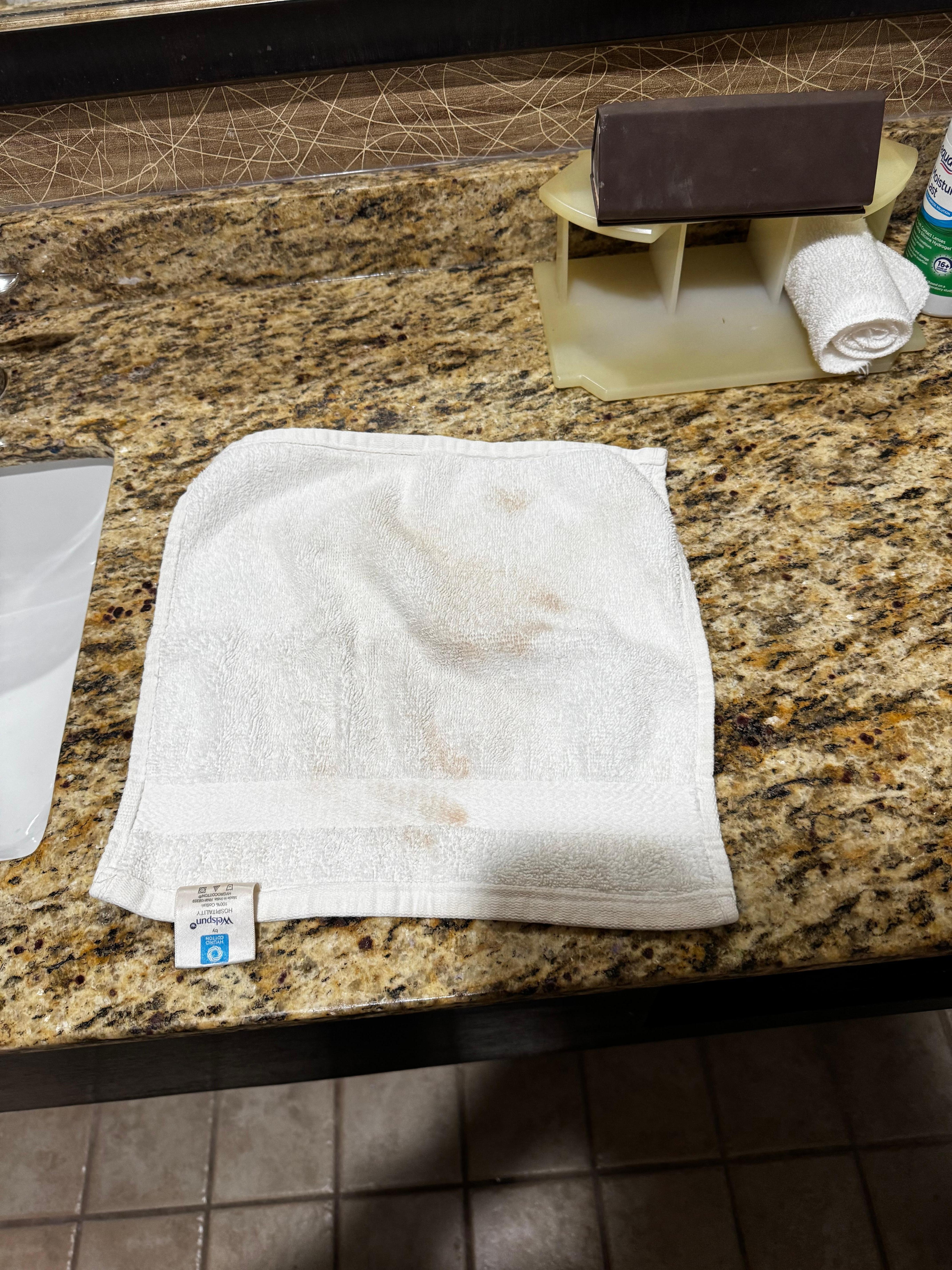 The towel that was folded up like it was clean. 
